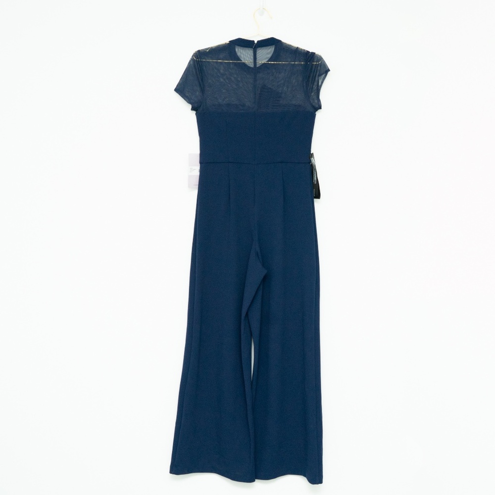 JS Collections - Stretch Crepe Illusion Neck Bow Jumpsuit - Picture 3 of 9